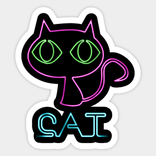 80's Neon Cat Sticker